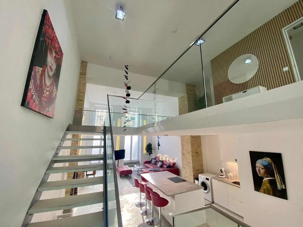 Loft With Pool Table, Kitchen Island & Gallery Berlin Apartment