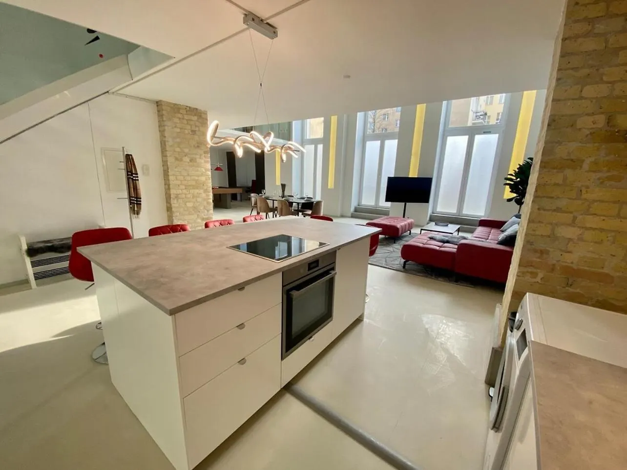 Loft With Pool Table, Kitchen Island & Gallery Berlin Apartment
